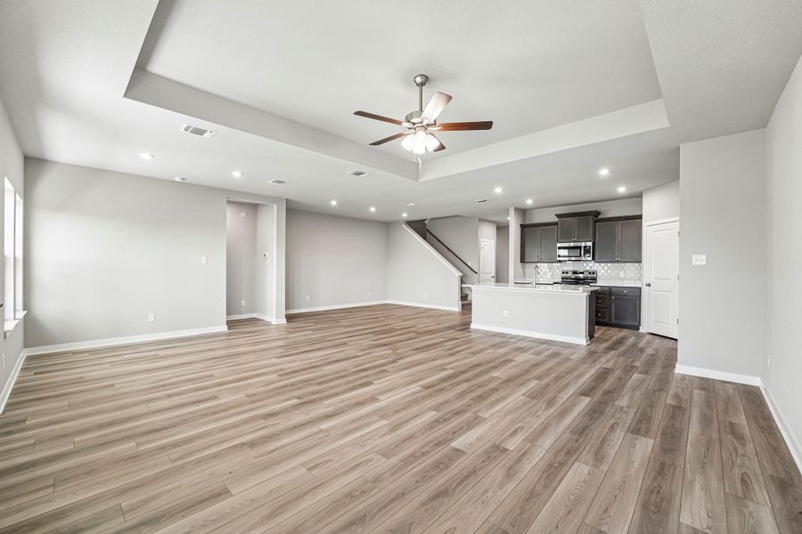 Representative unfurnished interior of a home built from the Tejas by Omega Builders in Hillside Village, Temple (Image 8). Representative unfurnished interior of a home built from the Tejas by Omega Builders in Hillside Village, Temple (Image 8).
