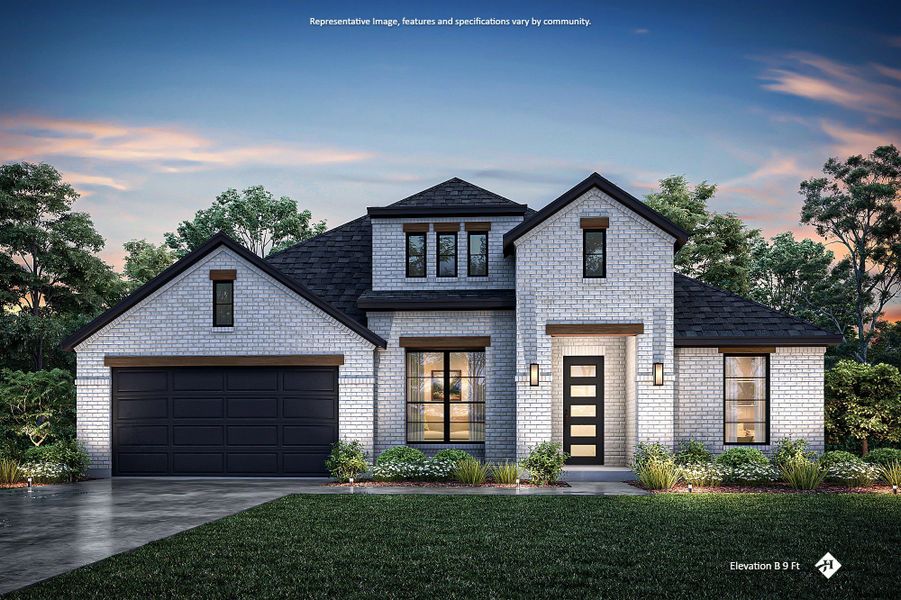 Front exterior of a new home in Redden Farms - Phase 1, Midlothian, TX, highlighting curb appeal (Image 12). Front exterior of a new home in Redden Farms - Phase 1, Midlothian, TX, highlighting curb appeal (Image 12).