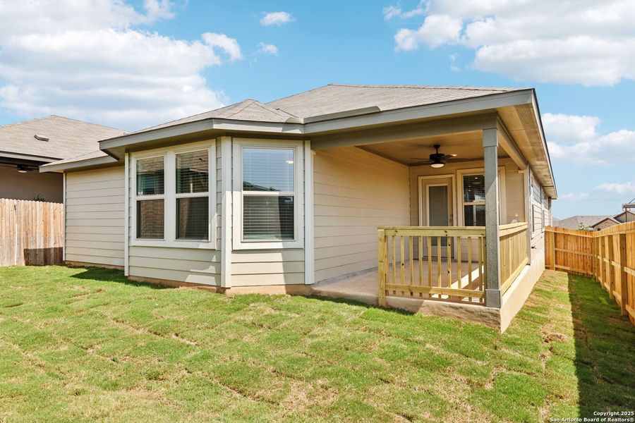 Front exterior of a new home in Lark Canyon, New Braunfels, TX, highlighting curb appeal (Image 20).