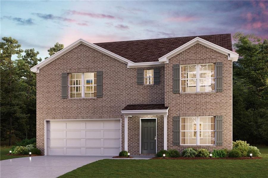 Front exterior of a new home in David's Place, Warner Robins, GA, highlighting curb appeal (Image 1).