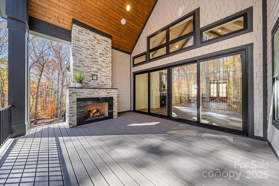 Balcony Porch with Outdoor Fireplace
