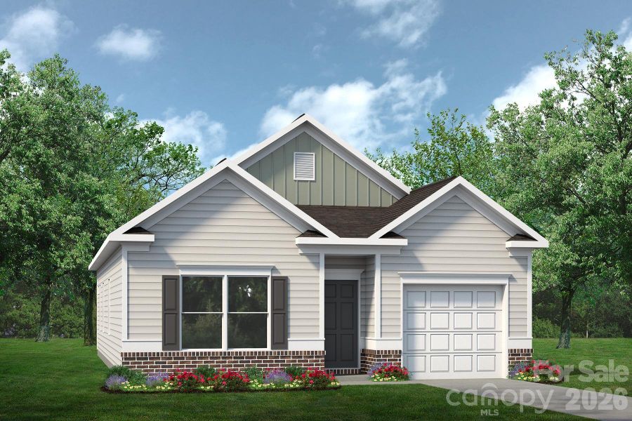 Front exterior of a new home in Rowe Crossing, Newton, NC, highlighting curb appeal (Image 2). Front exterior of a new home in Rowe Crossing, Newton, NC, highlighting curb appeal (Image 2).