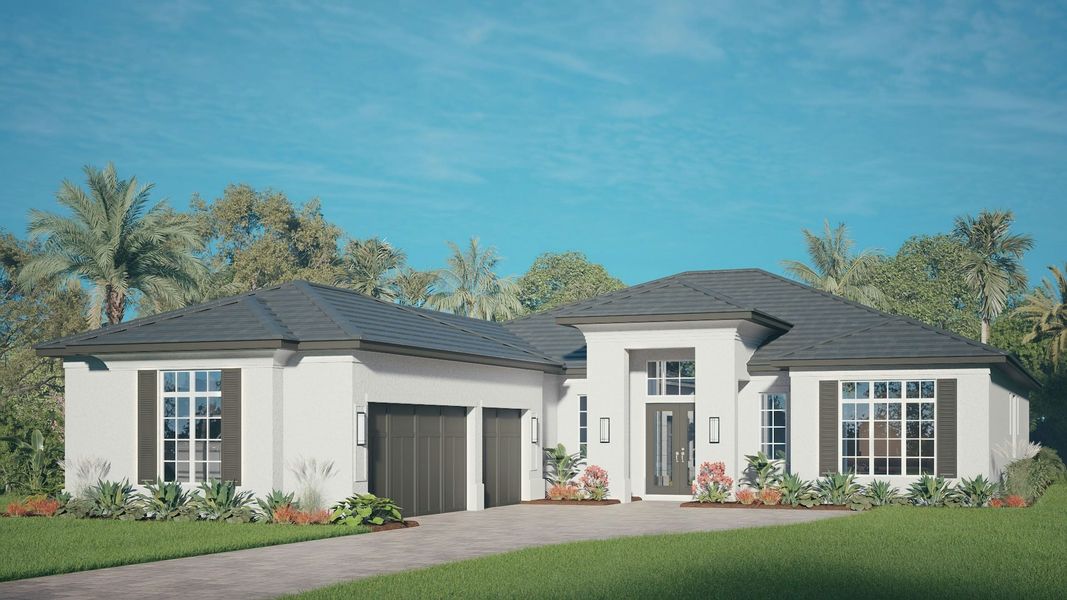 Representative exterior photo of a completed home built from the Anson by GHO Homes in The Reserve at Grand Harbor, Vero Beach, FL (Image 5). Representative exterior photo of a completed home built from the Anson by GHO Homes in The Reserve at Grand Harbor, Vero Beach, FL (Image 5).