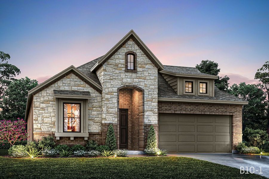 Sedona B10-1 Brick & Opt. Stone - Front Entry