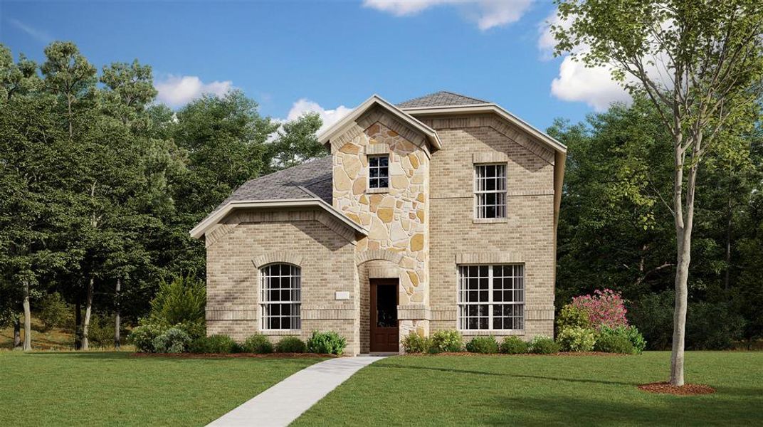 View of front facade with a front lawn