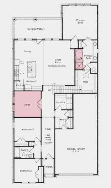 Additional Highlights Include: Raised ceilings at foyer and great room, slide-in tub with separate mud-set shower at primary bath, gas line at covered patio, pre-plumb loop for future water softener, cabinet and flooring upgrades, wall tile upgrades, interior modern trim, 2" faux wood blinds, blinds in full-lite rear door, Zire pendant lights in brushed nickel, Windom 3-light wall vanity lights in all baths, Genta bathroom faucets and fixtures in all baths in brushed nickel, 3-lite Mahagony front door with Reeded glass, Solstice lever door hardware in brushed nickel, and Century front door handle set in brushed nickel. Additional Highlights Include: Raised ceilings at foyer and great room, slide-in tub with separate mud-set shower at primary bath, gas line at covered patio, pre-plumb loop for future water softener, cabinet and flooring upgrades, wall tile upgrades, interior modern trim, 2" faux wood blinds, blinds in full-lite rear door, Zire pendant lights in brushed nickel, Windom 3-light wall vanity lights in all baths, Genta bathroom faucets and fixtures in all baths in brushed nickel, 3-lite Mahagony front door with Reeded glass, Solstice lever door hardware in brushed nickel, and Century front door handle set in brushed nickel.