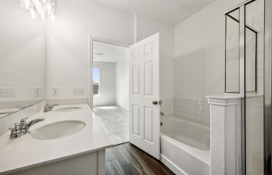 Owner's bath with oversized shower*real home pictured