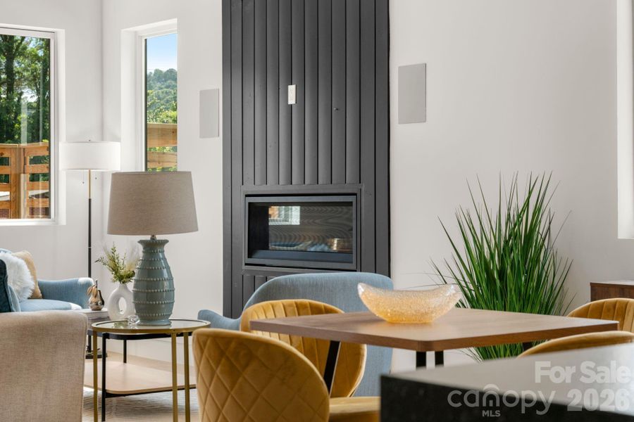 Dining area + living room
