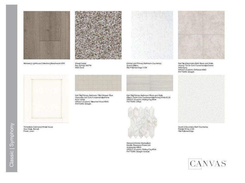 Design Selections.  Home is under construction and selections are subject to change.