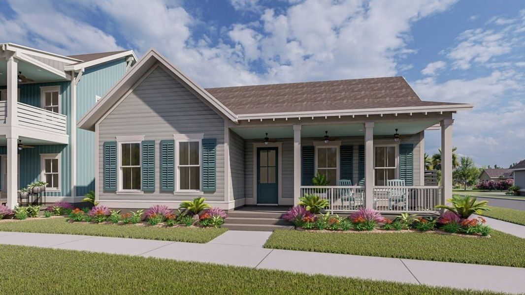 Representative exterior photo of a completed home built from the The Rosamarino by New Leaf Builders in The Domus Collection at Midtown Nexton, Summerville, SC (Image 1). Representative exterior photo of a completed home built from the The Rosamarino by New Leaf Builders in The Domus Collection at Midtown Nexton, Summerville, SC (Image 1).