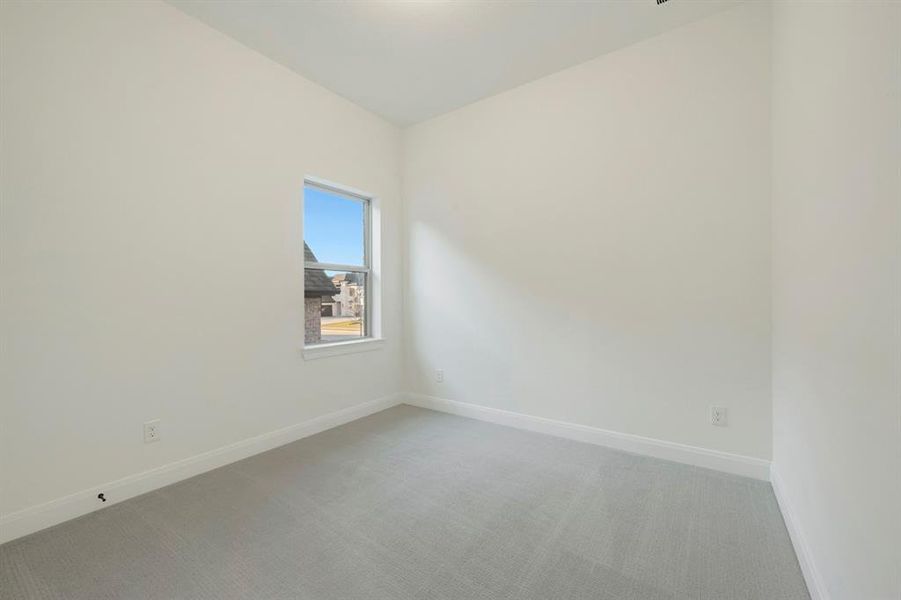 Carpeted empty room with baseboards Carpeted empty room with baseboards