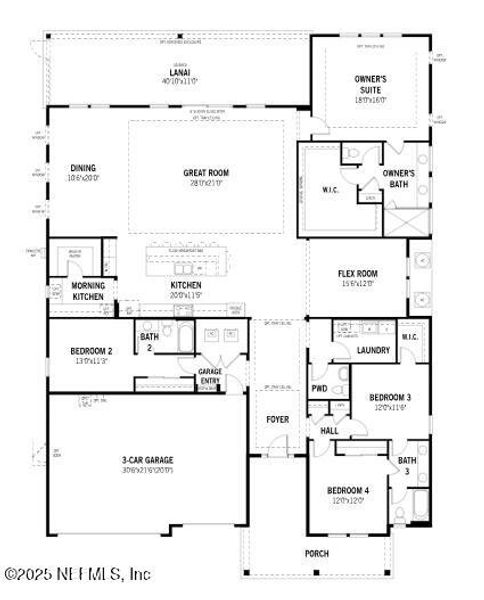 2D floor plan layout of this home in RiverTown - Springs, St. Johns, FL (Image 3).