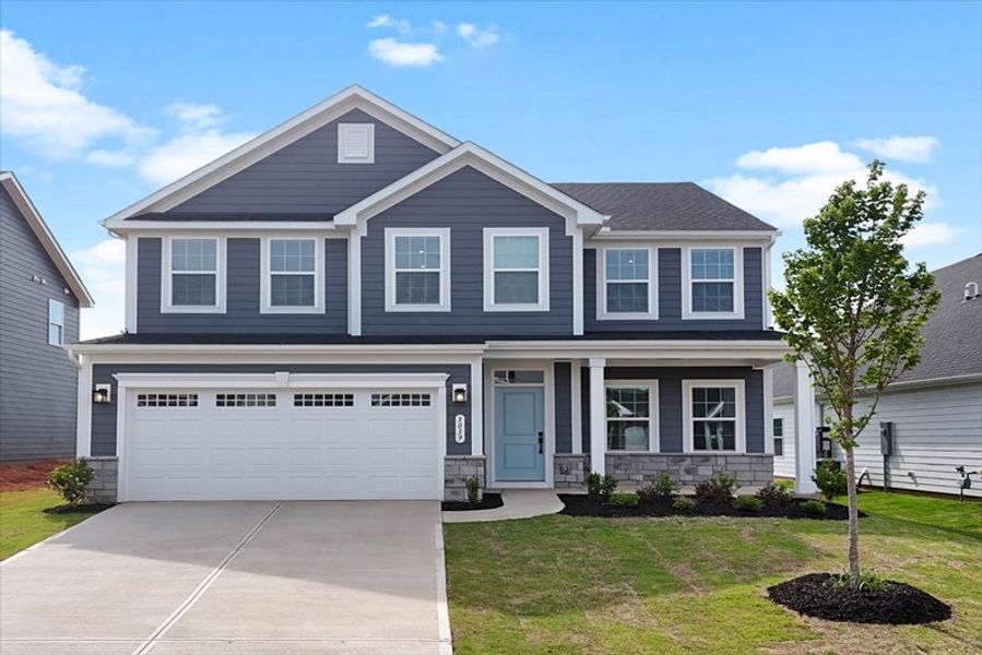 Front exterior of a new home in Berkeley, Spartanburg, SC, highlighting curb appeal (Image 1). Front exterior of a new home in Berkeley, Spartanburg, SC, highlighting curb appeal (Image 1).