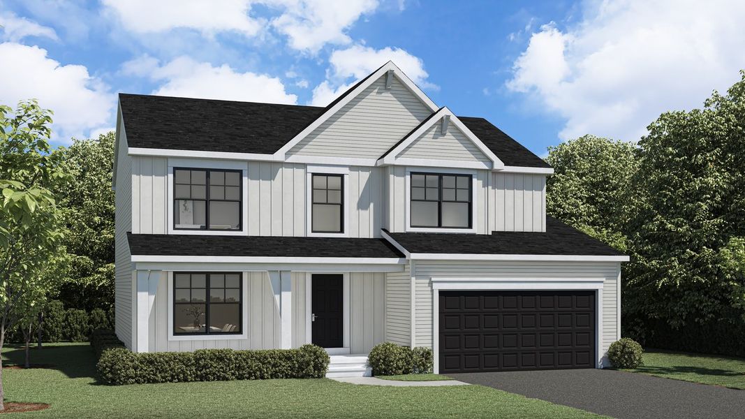 Front exterior of a new home in Wheatfield Crossing, North Tonawanda, NY, highlighting curb appeal (Image 6).