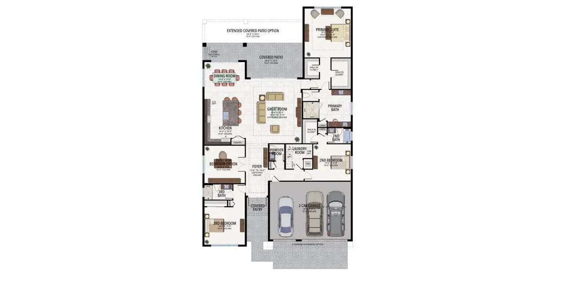 2D floor plan layout of this home in Valencia Ridge, Wesley Chapel, FL (Image 3).
