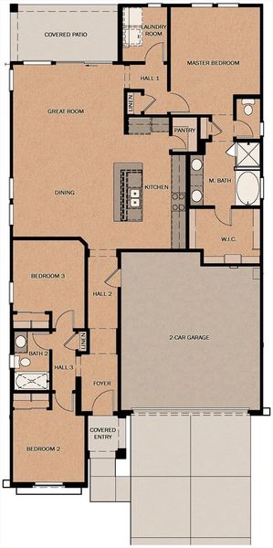 2D floor plan layout for the Solage by Fulton Homes in Calistoga at Enclave, Litchfield Park, AZ (Image 3).