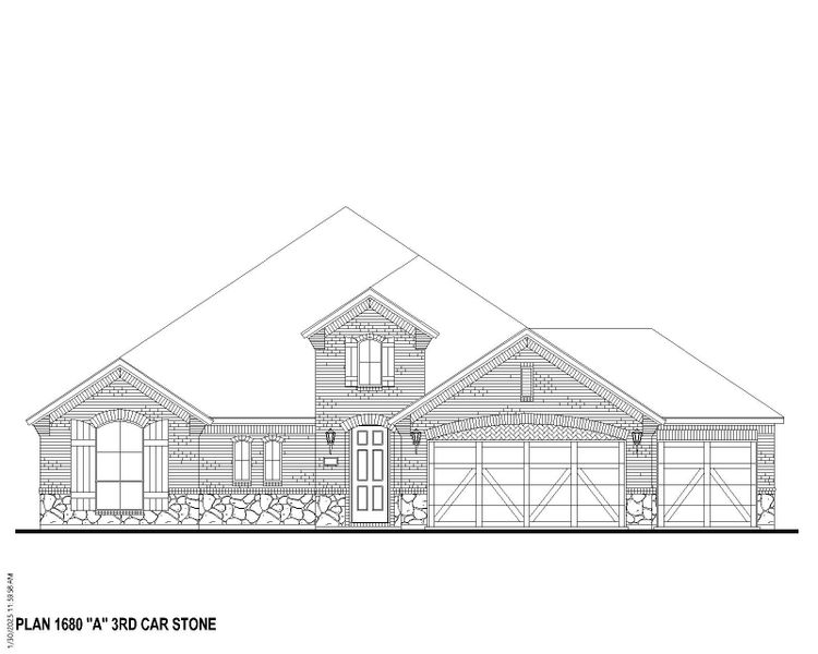 Plan 1680 Elevation A w/ Stone (3C)