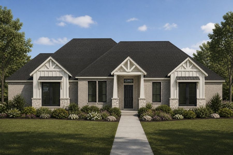 Representative exterior photo of a completed home built from the The Quartz by Lillian Custom Homes in Emerson Farms, Rockwall, TX (Image 22). Representative exterior photo of a completed home built from the The Quartz by Lillian Custom Homes in Emerson Farms, Rockwall, TX (Image 22).