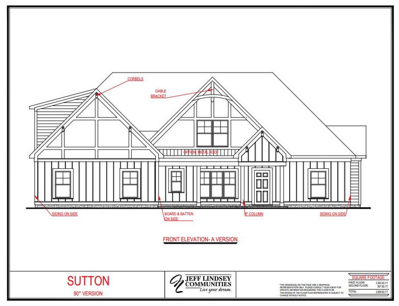 Representative rendering of the exterior for the Sutton A by Jeff Lindsey Communities (Image 1). Representative rendering of the exterior for the Sutton A by Jeff Lindsey Communities (Image 1).