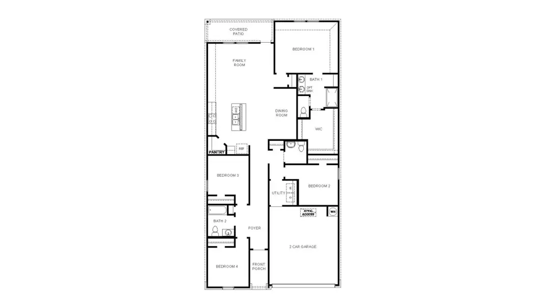 2D floor plan layout of this home in Saratoga Crossing, Corpus Christi, TX (Image 2).