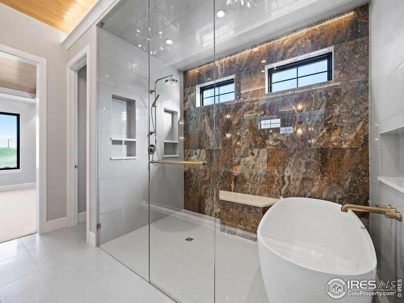 Primary Glass Enclosed Wet Room with Accent Lighting