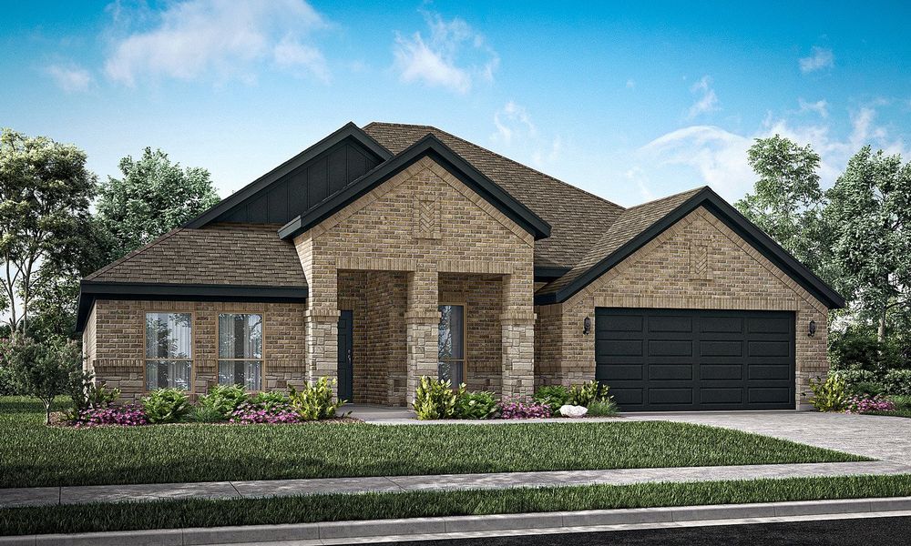 Representative exterior photo of a completed home built from the Walden II by Impression Homes in Mountain Valley Lake, Burleson, TX (Image 10). Representative exterior photo of a completed home built from the Walden II by Impression Homes in Mountain Valley Lake, Burleson, TX (Image 10).