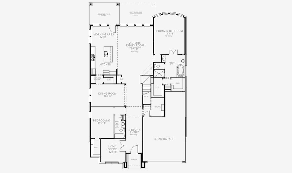 2D floor plan layout for the 3095M by Perry Homes in Hidden Canyon 55', San Antonio, TX (Image 4).