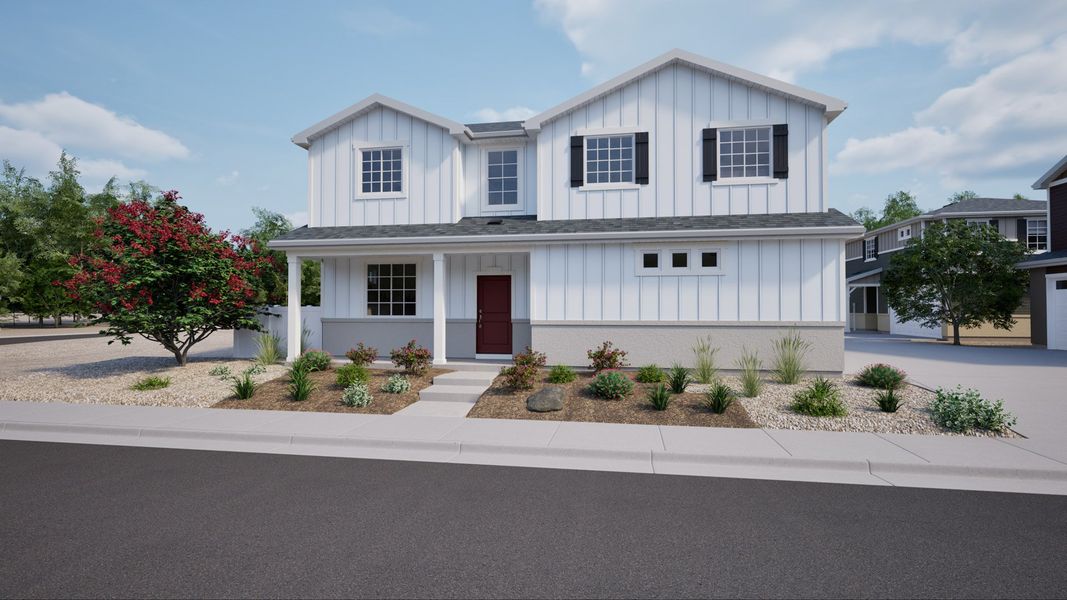 Representative exterior photo of a completed home built from the Selma by Oakwood Homes Co in Green Valley Ranch, Aurora, CO (Image 1). Representative exterior photo of a completed home built from the Selma by Oakwood Homes Co in Green Valley Ranch, Aurora, CO (Image 1).