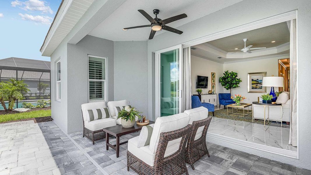 Exterior details and patio area of a home in Windward, Lakewood Ranch (Image 3). Exterior details and patio area of a home in Windward, Lakewood Ranch (Image 3).