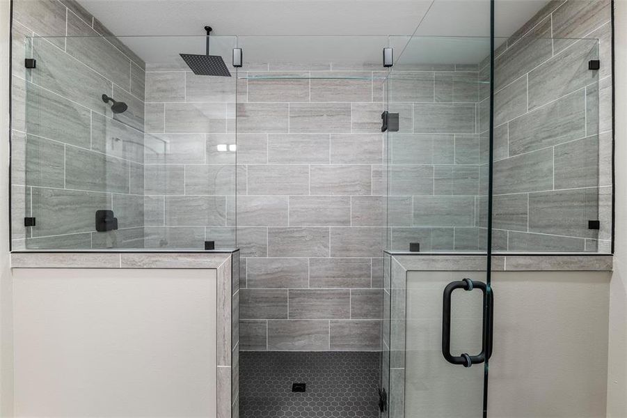 Bathroom with an enclosed shower