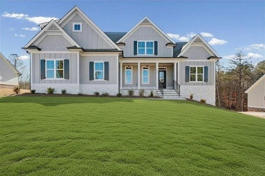 Front exterior of a new home in , Waleska, GA, highlighting curb appeal (Image 2). Front exterior of a new home in , Waleska, GA, highlighting curb appeal (Image 2).
