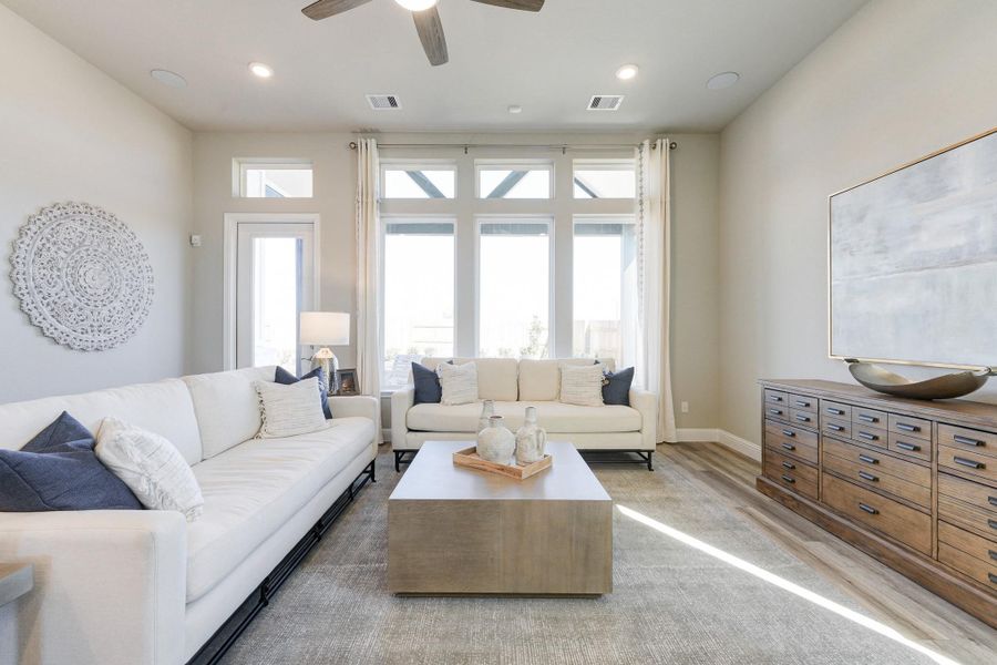 Furnished interior view inside a new home in Elyson: Elyson Duets, Katy (Image 15). Furnished interior view inside a new home in Elyson: Elyson Duets, Katy (Image 15).