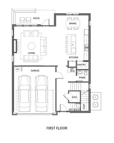 2D floor plan layout for the Emery Contemporary by Brock Built in The Gathering Alpharetta, Alpharetta, GA (Image 3).