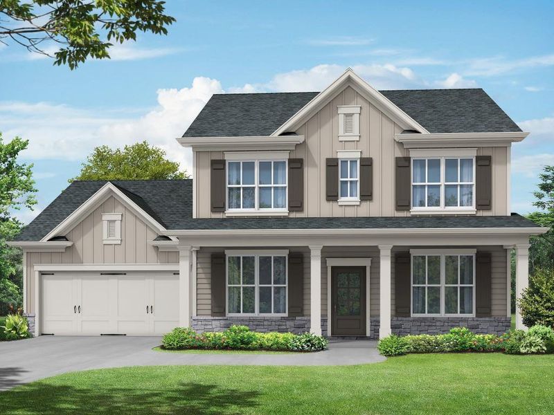 Front exterior of a new home in Westlyn, Winder, GA, highlighting curb appeal (Image 1). Front exterior of a new home in Westlyn, Winder, GA, highlighting curb appeal (Image 1).