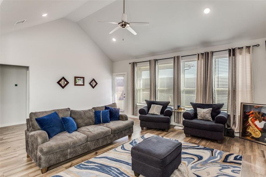 View of backyard from living area