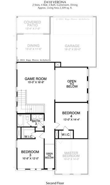 2D floor plan layout for the The Verona - D418 by Landon Homes in Dominion at Brookhollow, Prosper, TX (Image 7). 2D floor plan layout for the The Verona - D418 by Landon Homes in Dominion at Brookhollow, Prosper, TX (Image 7).