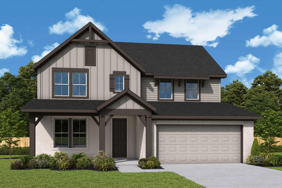 Representative exterior photo of a completed home built from the The Ayla by David Weekley Homes in Legacy, League City, TX (Image 16). Representative exterior photo of a completed home built from the The Ayla by David Weekley Homes in Legacy, League City, TX (Image 16).