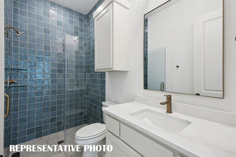 Friends and family will enjoy beautifully finished guest baths in this dream home!  REPRESENTATIVE PHOTO