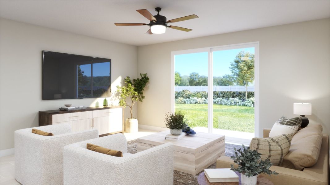 Representative furnished interior of a home built from the Driftwood by Risewell Homes in Beresford Woods, Deland (Image 3).
