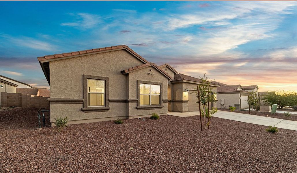 Front exterior of a new home in Sycamore Vista, Vail, AZ, highlighting curb appeal (Image 2). Front exterior of a new home in Sycamore Vista, Vail, AZ, highlighting curb appeal (Image 2).