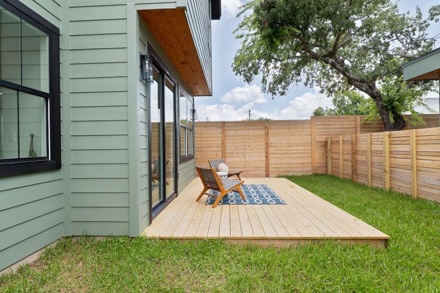Exterior details and patio area of a home in , Austin (Image 31).
