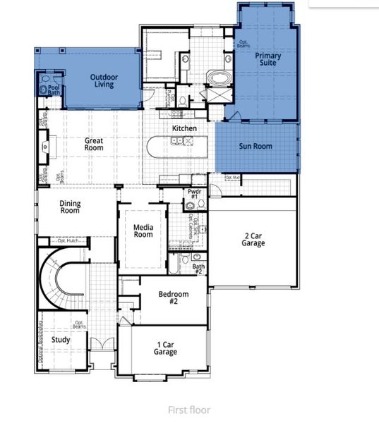 2D floor plan layout of this home in The Grove Frisco: 74ft. lots, Frisco, TX (Image 4).