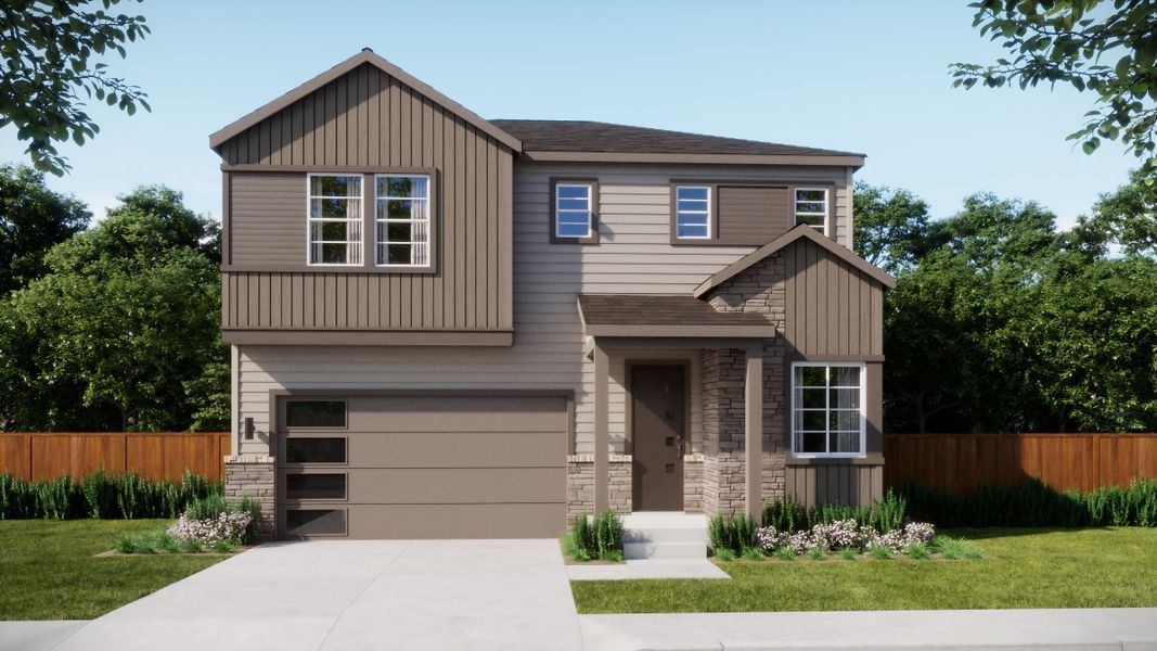 Representative exterior photo of a completed home built from the Raven by Trumark Homes in Trumark Homes at Tanterra, Parker, CO (Image 18).