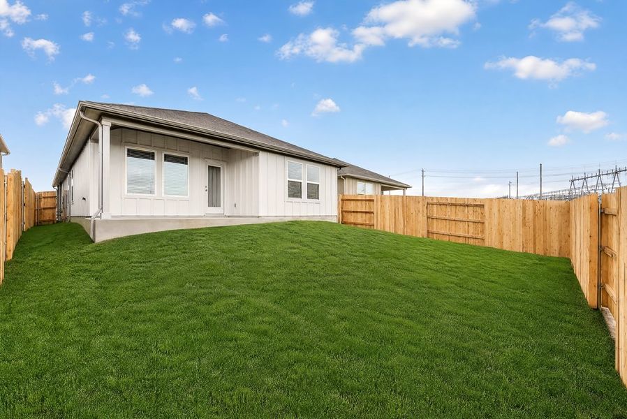 Exterior details and patio area of a home in Sunfield, Buda (Image 4). Exterior details and patio area of a home in Sunfield, Buda (Image 4).