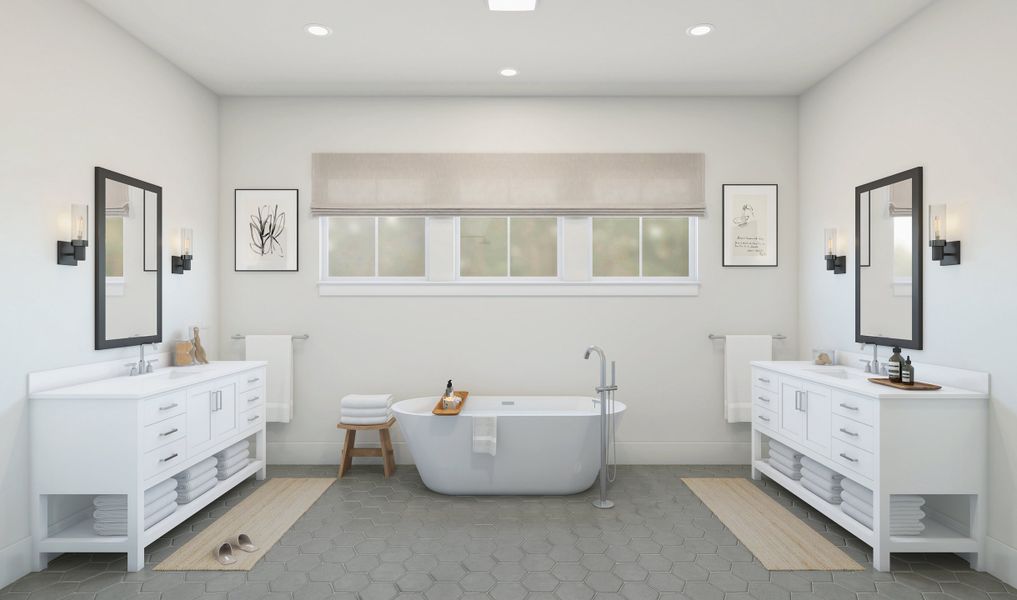 Primary bath with dual vanities Primary bath with dual vanities