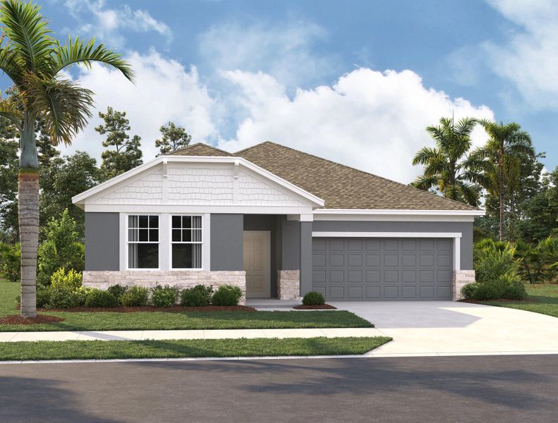 Representative exterior photo of a completed home built from the Brickell by Ashton Woods in Sunbrooke, St. Cloud, FL (Image 15).