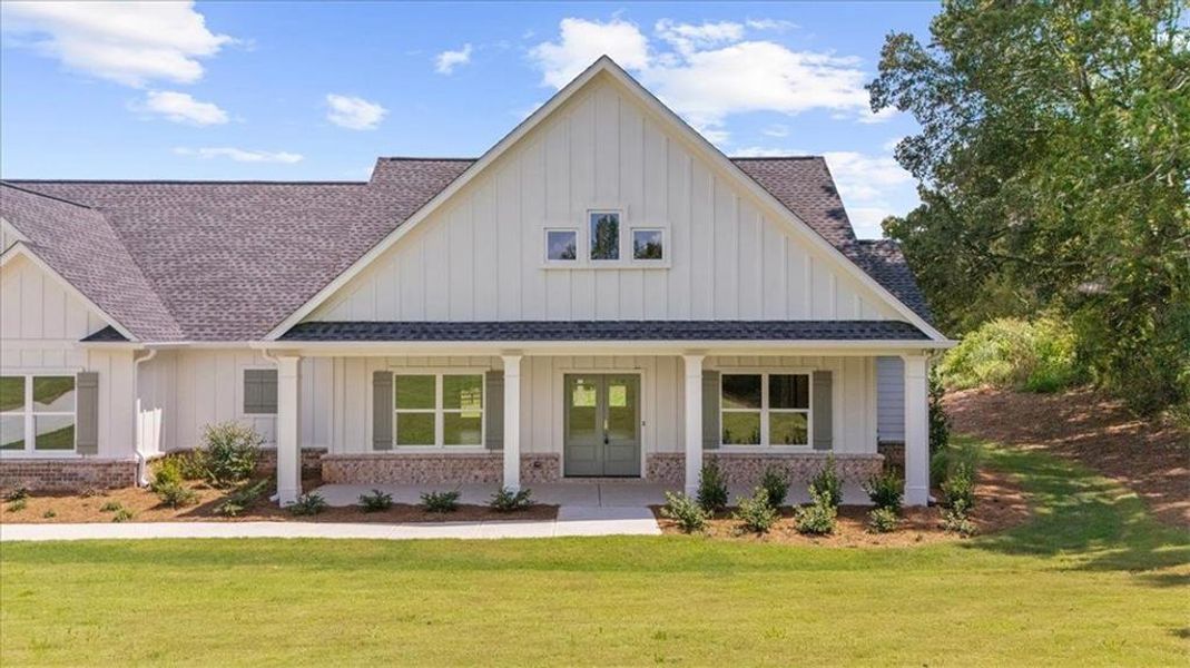 Front exterior of a new home in , Cumming, GA, highlighting curb appeal (Image 28).
