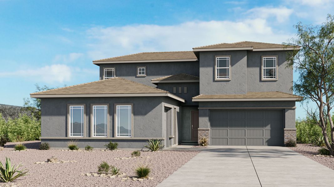 Representative exterior photo of a completed home built from the Olympic by Taylor Morrison in Saddleback, Peoria, AZ (Image 3). Representative exterior photo of a completed home built from the Olympic by Taylor Morrison in Saddleback, Peoria, AZ (Image 3).