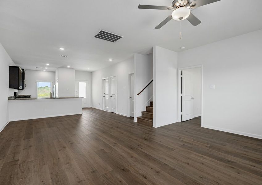 The dining room sits right off of the kitchen. The dining room sits right off of the kitchen.