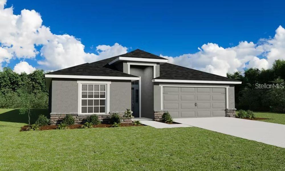 Front exterior of a new home in Harbor at Lake Henry - Single-Family Homes, Winter Haven, FL, highlighting curb appeal (Image 1).